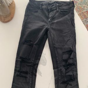 American Eagle Black Ripped Jegging Size 2